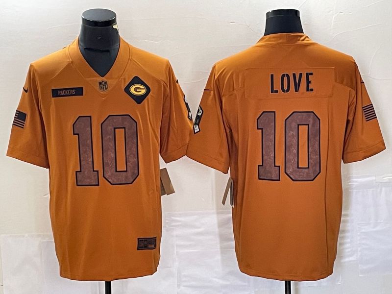 Men Green Bay Packers #10 Love brown Nike 2023 Salute To Service Limited NFL Jersey